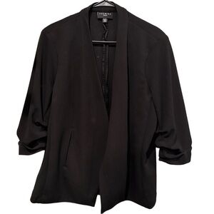 Premise Woman Relaxed Blazer Cardigan with Rouched Sleeves Size 1XL Black